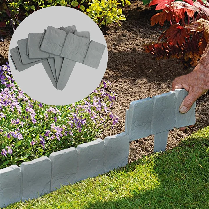 10 Pcs Flexible Plastic Stone Garden Border Edging Flower Bed Edging