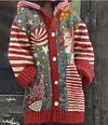 Women's Holiday Animal Printing Plus Size Leisure Hooded Cardigan Coat