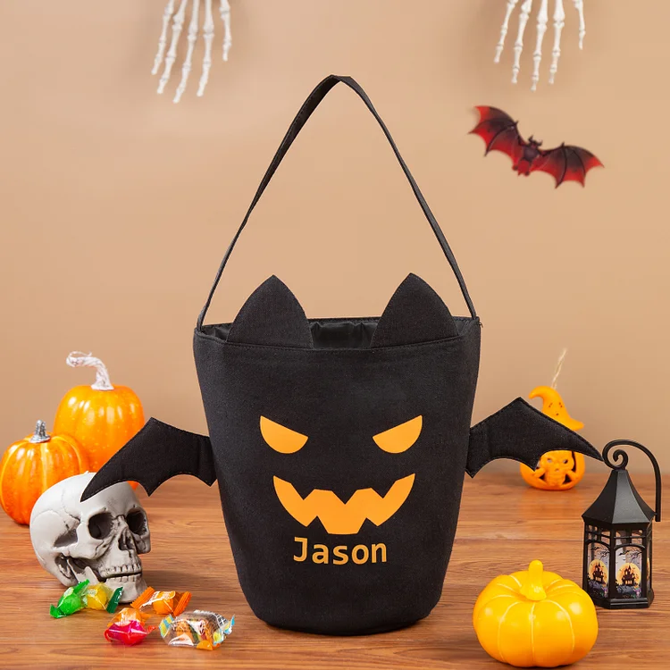 Kettenmachen Personalisierter Name Halloween Fledermaus Tasche Süßes Oder Saures Süßigkeiten Tasche