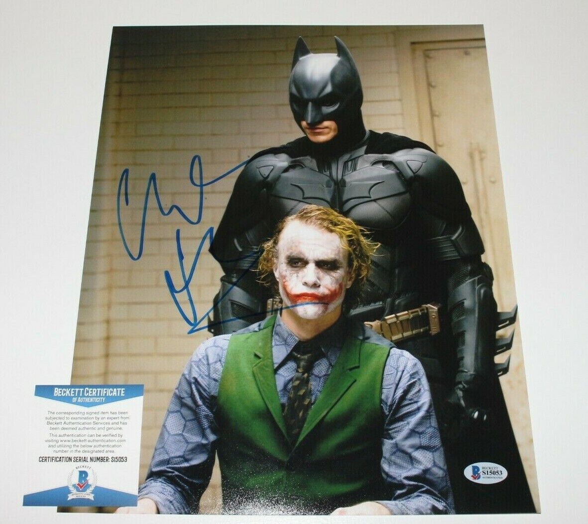 CHRISTIAN BALE SIGNED 'THE DARK KNIGHT' 11x14 MOVIE Photo Poster painting BECKETT COA C BATMAN