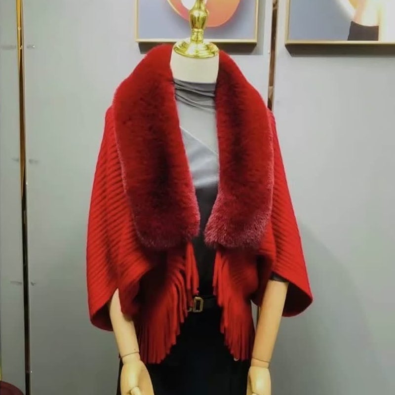 Wool Loose Long-Sleeved Tassel Shawl