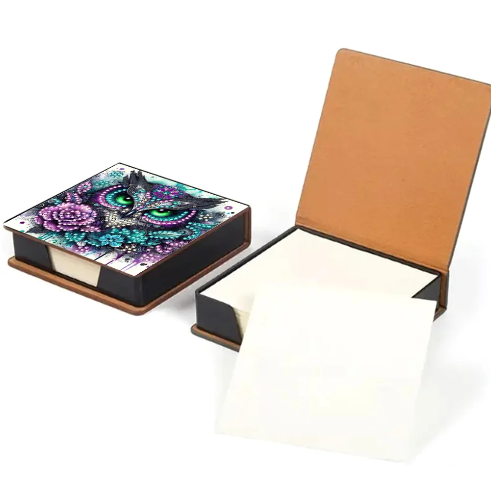PU 5D Diamond Painting Kit Note Box DIY Diamond Art Notepad Box (Owl)