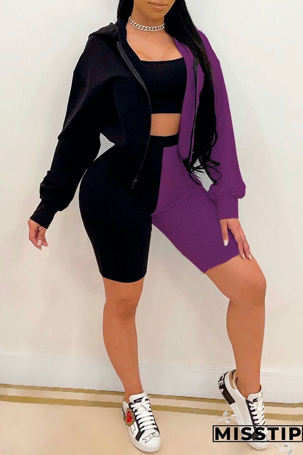 Orange Fashion Casual Patchwork Basic Hooded Collar Long Sleeve Three-piece Set