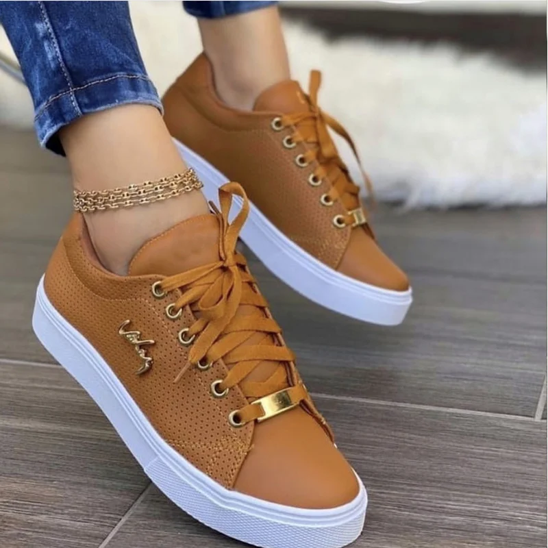 Qengg NEW Shoes for Girls Autumn Women Sneakers Flat Breathable PU Leather Platform White Shoes Soft Footwears