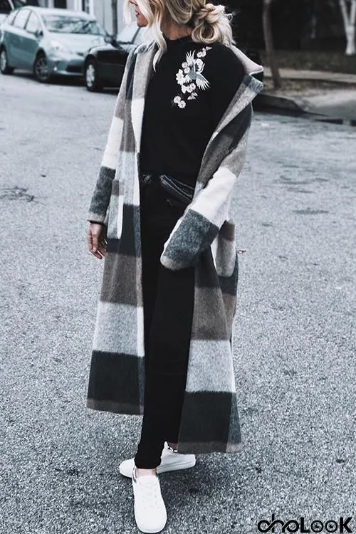 Plaid Wool Long Coat