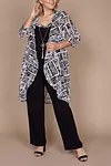 Plus Size Mother Of The Bride Mesh Print Formal Three Pieces Set Pant Suits
