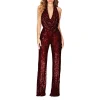 Women's Sequin Sleeveless Halter Slim Jumpsuit