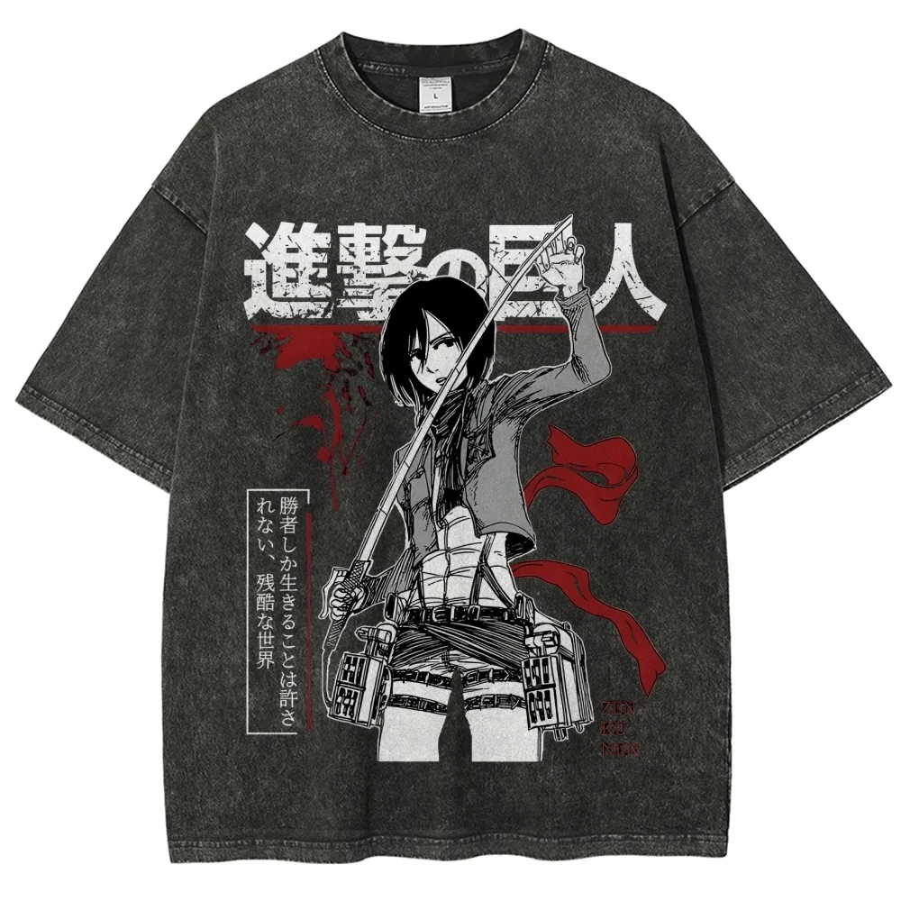 Attack On Titan Printed Oversize Washed T-Shirt