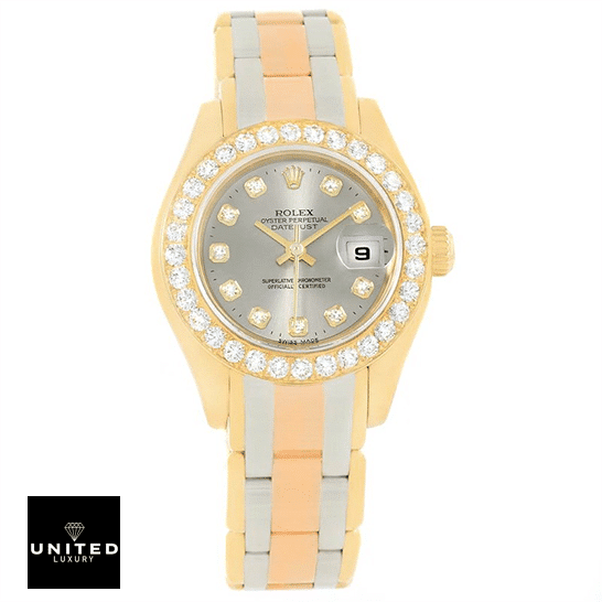 Rolex Tridor Pearlmaster 80298-0048 Ladies Gold & Diamond Bezel Replica