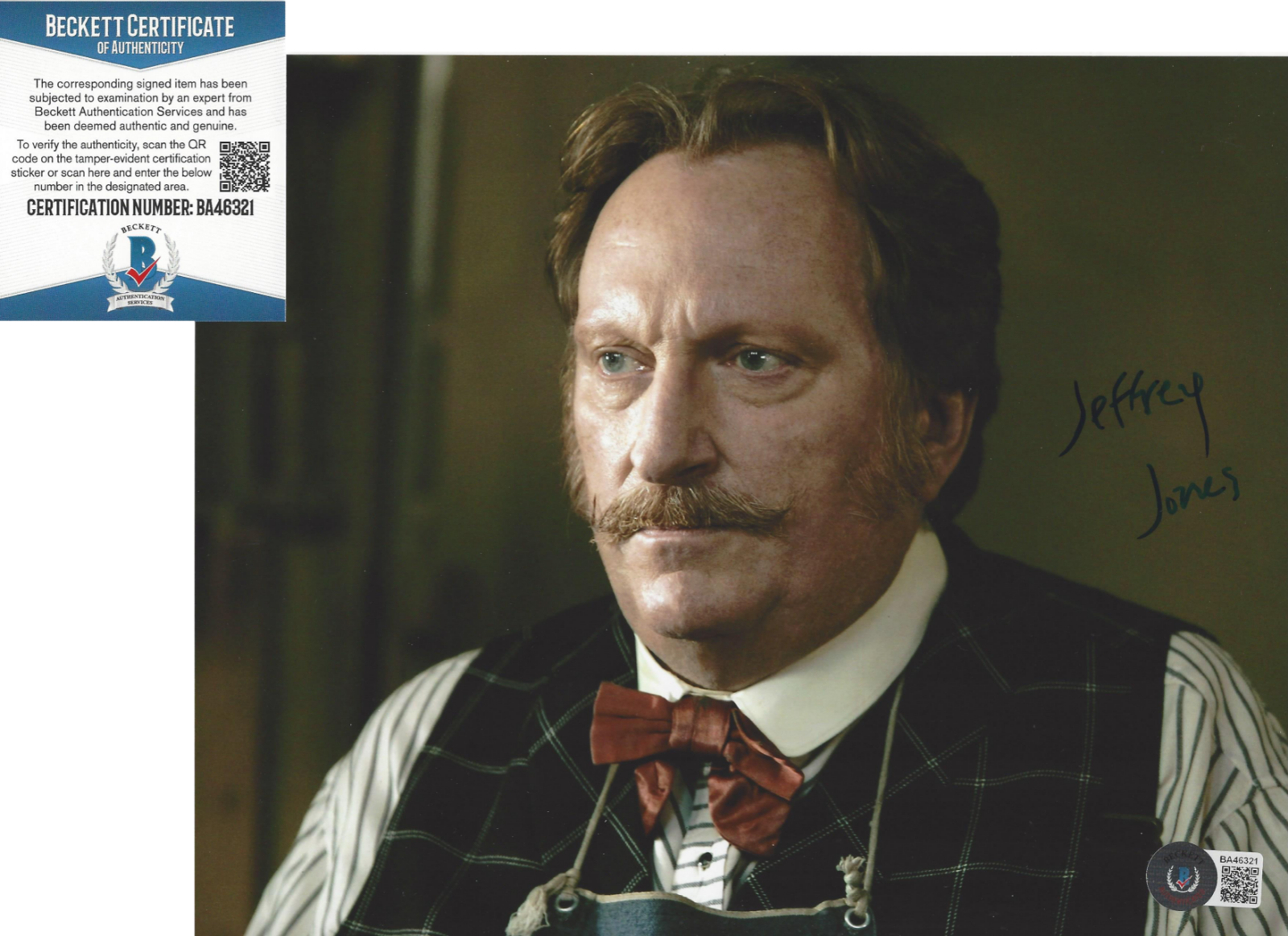 JEFFREY JONES SIGNED 'DEADWOOD' 8x10 Photo Poster painting ACTOR TV SHOW BECKETT COA BAS