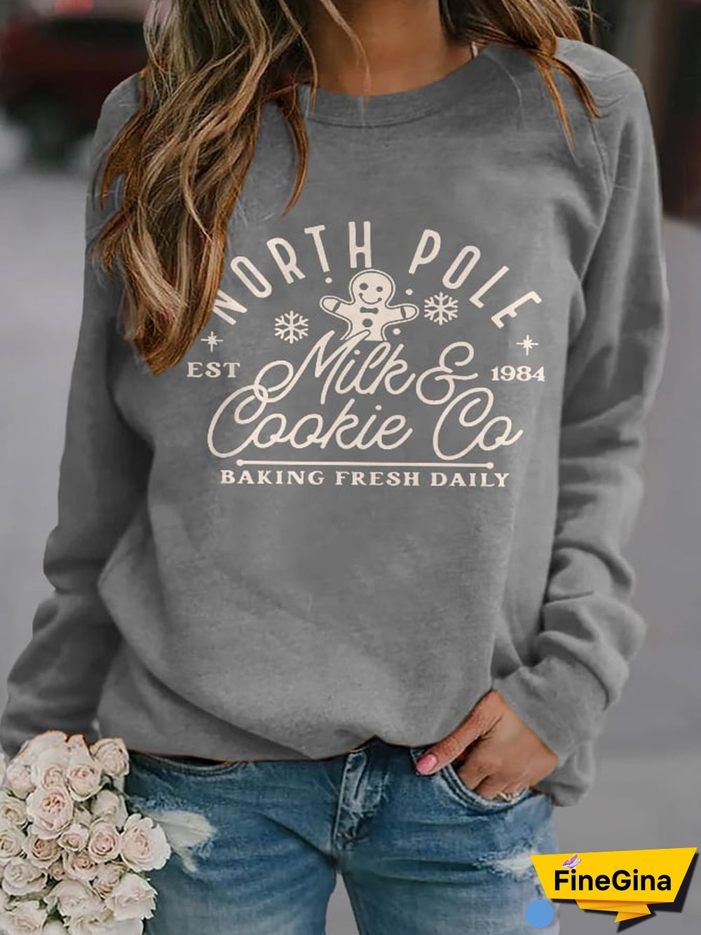 Casual Christmas Print Long Sleeve Sweatshirt