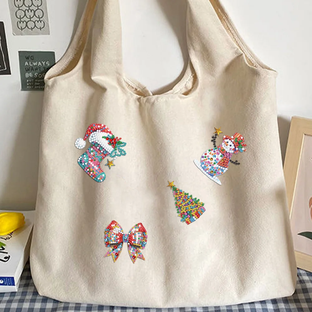 4Pcs Acrylic Special Shaped Christmas DIY Diamond Art Brooch Kit for Women Girls