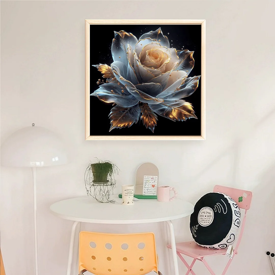 Gold Flower Full 18CT DIY Counted Cross Stitch Arts Kits for Home Decor 30x30cm