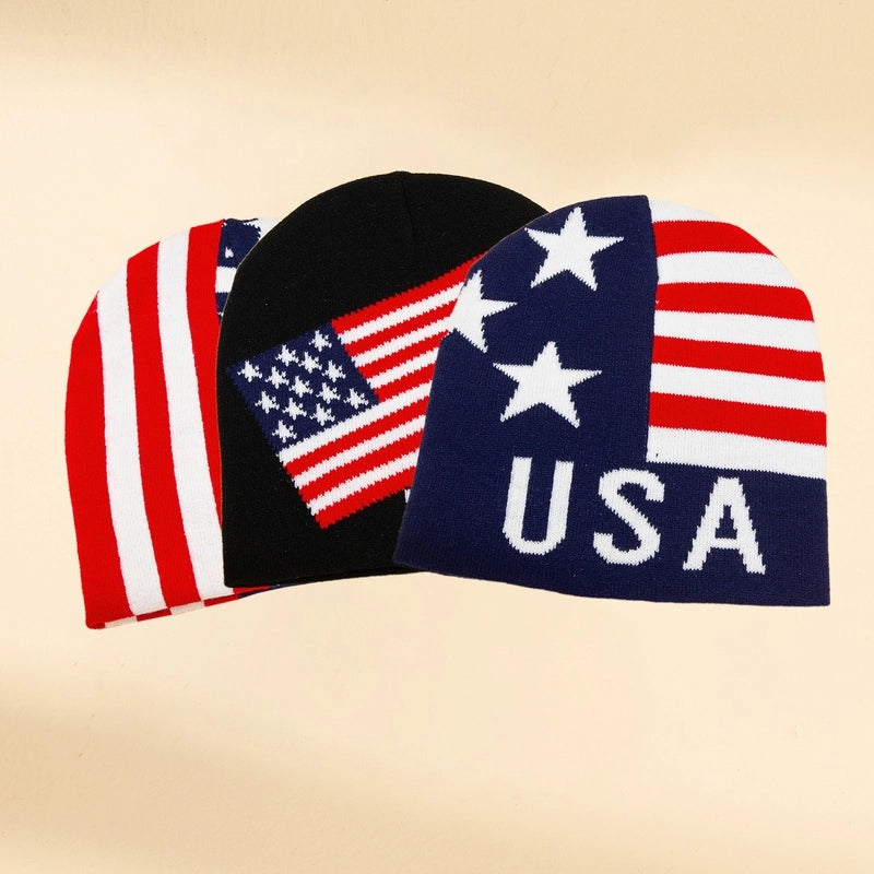 Unisex Classic Style American Flag Eaveless Wool Cap