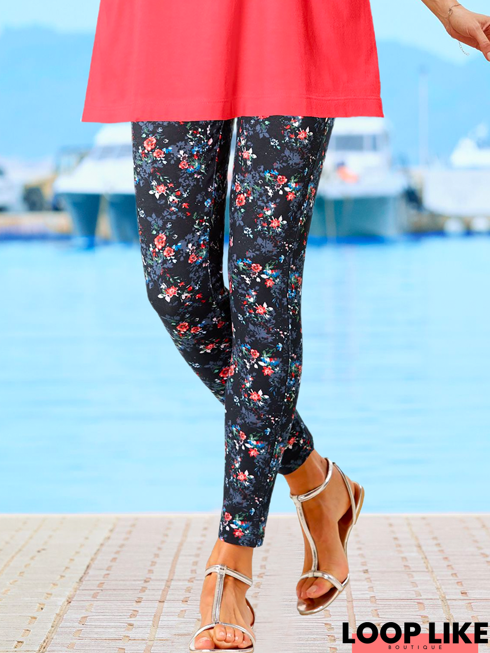 Casual Floral Jersey Leggings