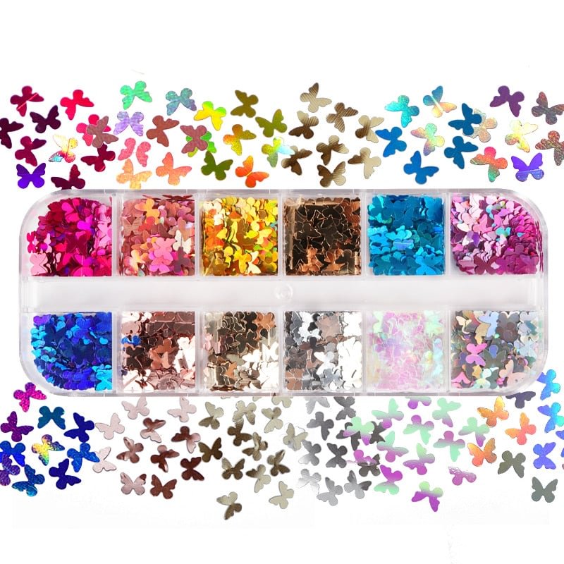 Butterfly Sequins Nail Art Holographic Flakes Glitter Nails Manicure Decoration Accessories Tool
