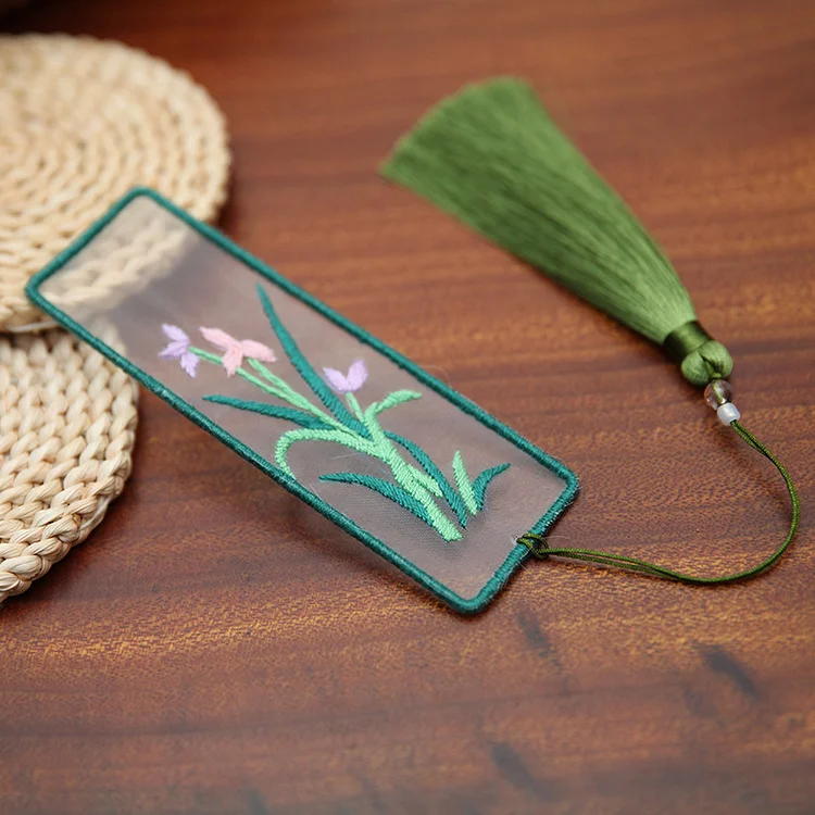 Floral Transparent Embroidery Bookmark Kit for Beginner,diy Kit