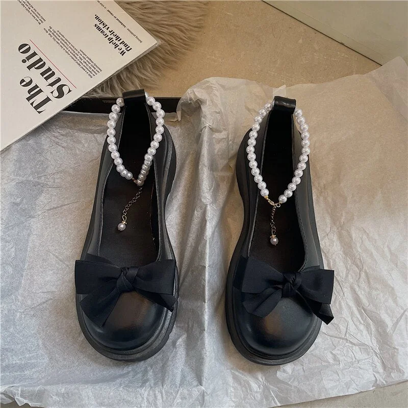 Vstacam Women Thick Platform Mary Janes Lolita Shoes Party Pumps Summer 2023 New Sandals Bow Chain Mujer Shoes Fashion Oxford Zapatos