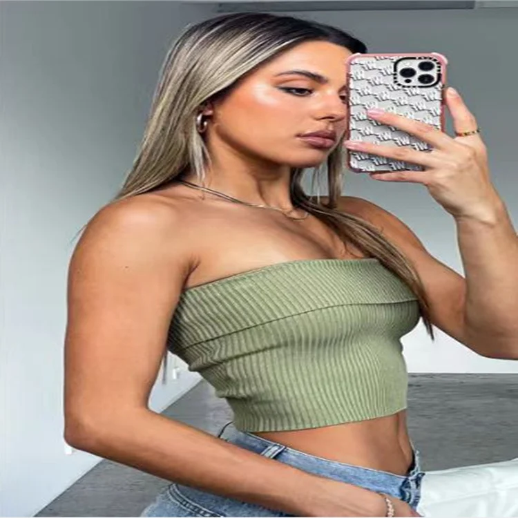 Woherb Woherb New Strapless Three-Color Texture Sense Slim Sexy Thin Pit Strip With A Strapless Jacket Female-Outfit Ideas