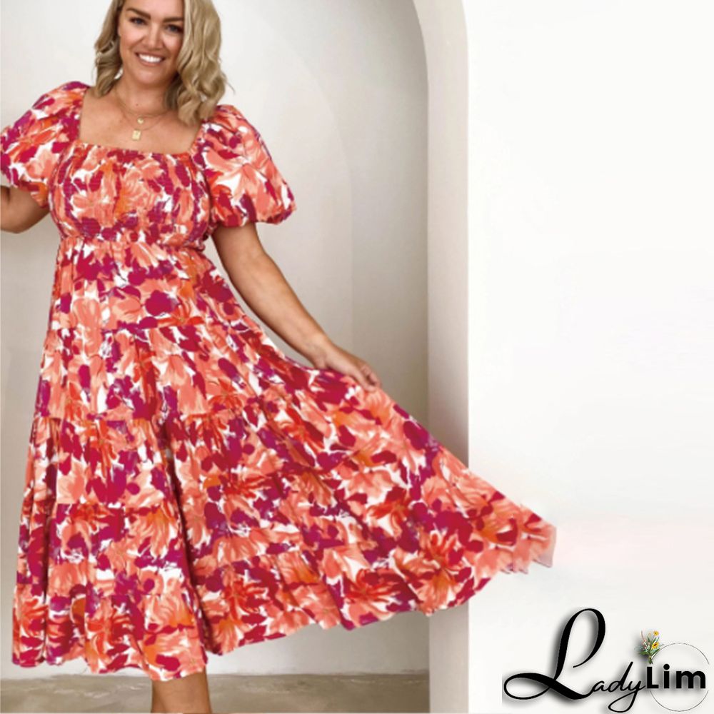 Women Boho Print Off Shoulder Holidays Oversized Dress