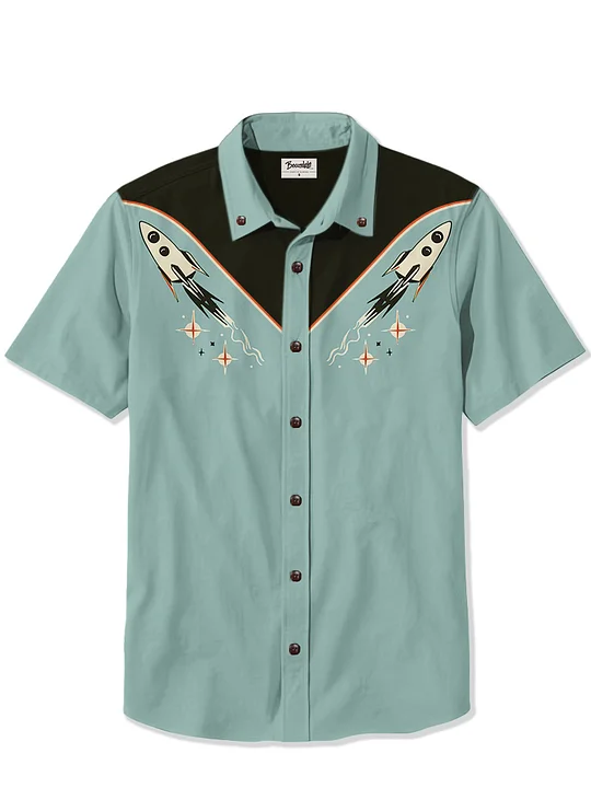 【在庫限り】 Men For Shirt Hawaiian Printed Atomic 50s Shirt100% Shirt Cotton トップス