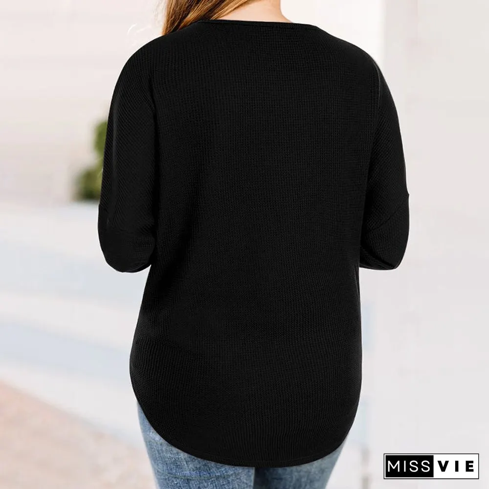 Round Neck Button Down Knit Pullover Sweater