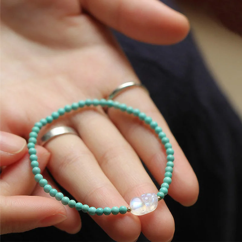 Turquoise&nbsp;Moonstone PiXiu Protection Strength Bracelet