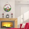DIY Diamond Painting Hanging Christmas Flower Wreath With Lamp String Kit Home Door Decor