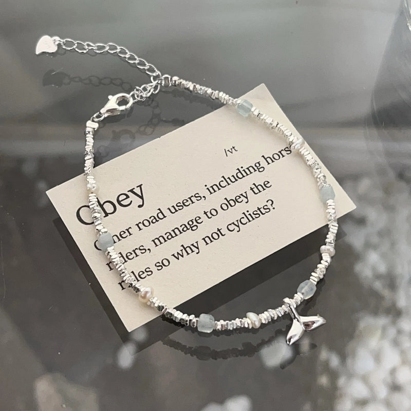 925 Sterling Silver Beaded Chain Bracelets Elegant Minimalist