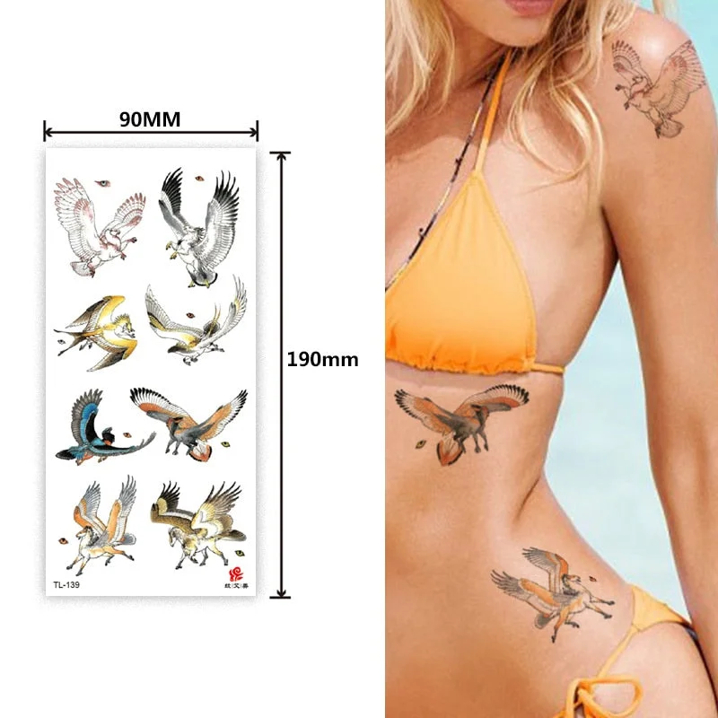 Animal and plant totem flower butterfly bird fox body arm waterproof men and women healthy natural temporary tattoo stickers