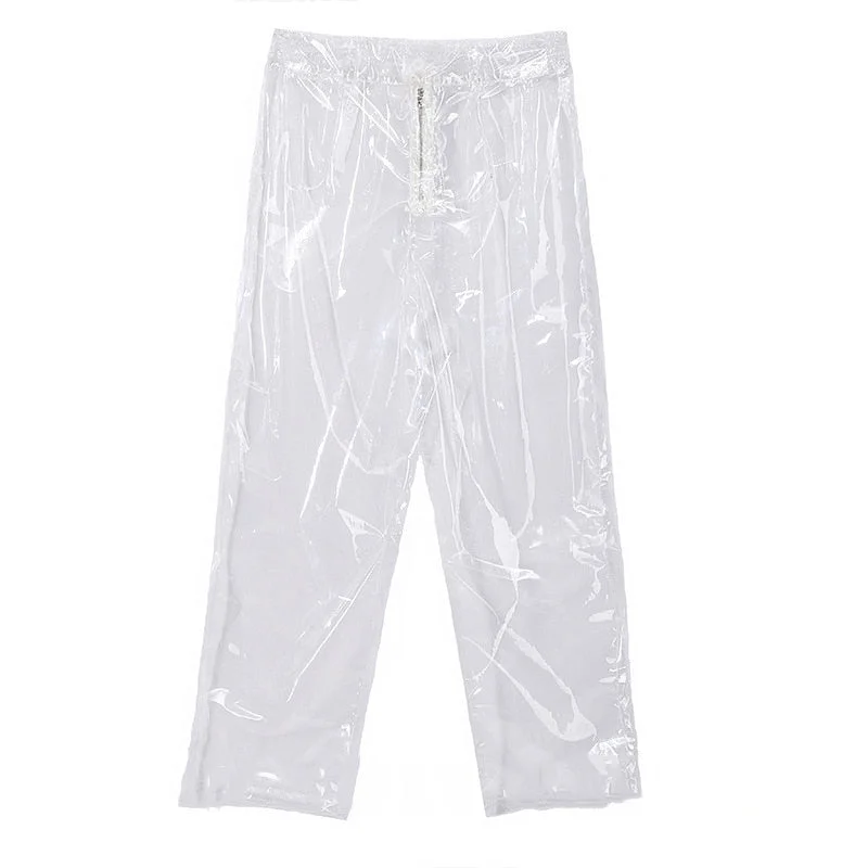 [EAM] 2021 auutmn Fashion New Pattern Korean Style Transparent Transparent Color Pants Woman Ankle-length Pants YA84900