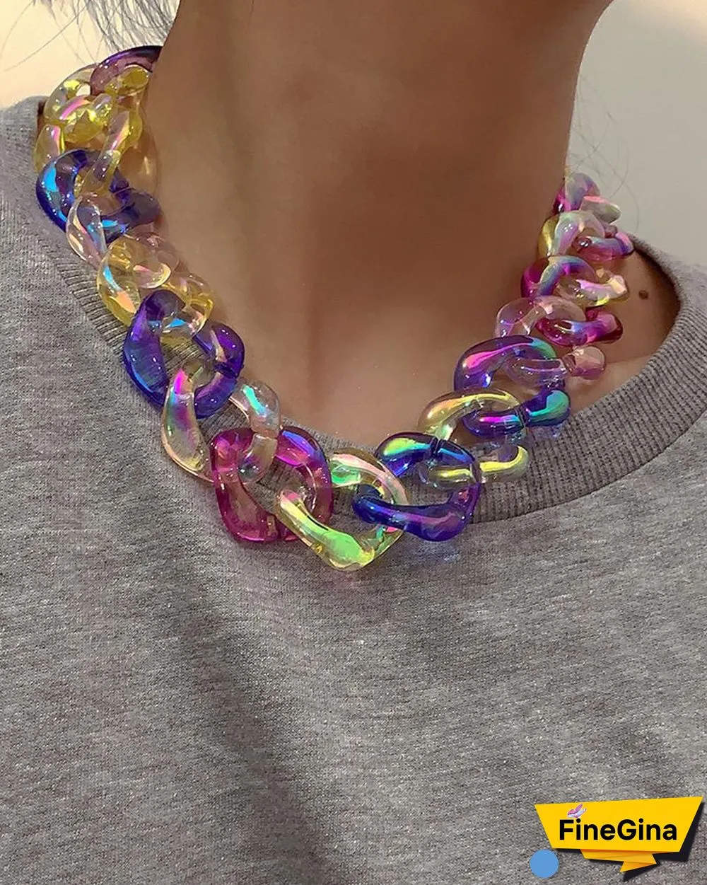 1PCS Colorful Acrylic Chain Necklace