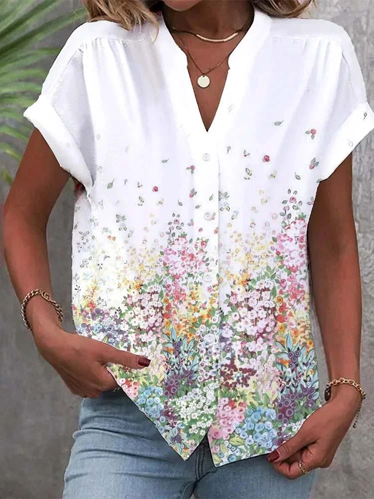 Women's Positioning Small Floral Print Casual Shirt