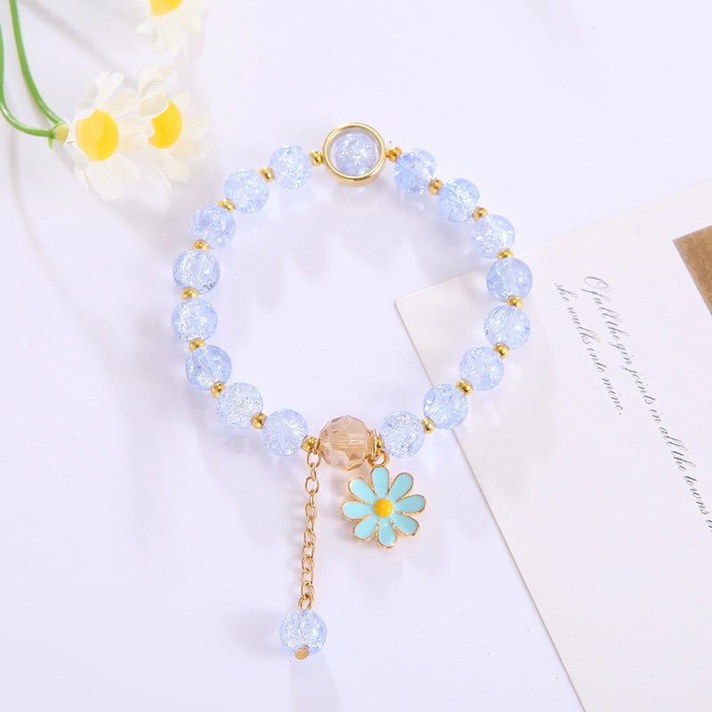 Flower Bracelet Handmade Design Popcorn Crystal Bracelet Korean Girl’s Personality Best Friend Couple’s Bracelet Daisy