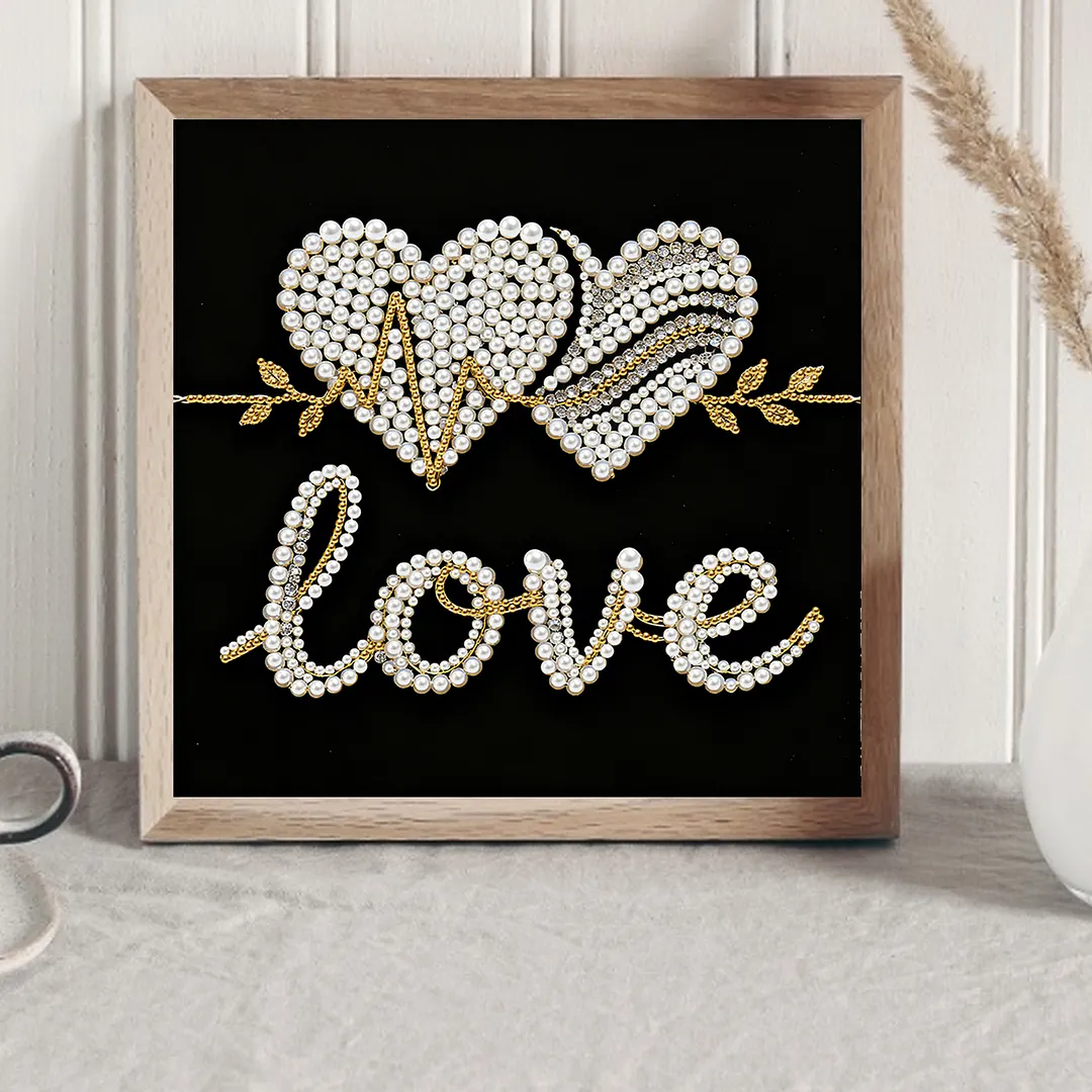 Love Self-Adhesive Frameless DIY Pearl Painting 30x30cm Canvas