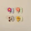 2PCS Lovely Plaid Flower Hair Pins for Baby Girls
