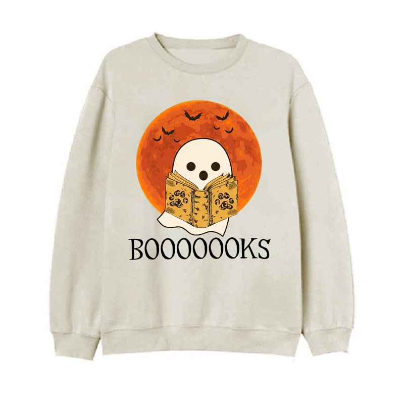 Ghost Reading Printed Casual Women Sweatshirt - Krazyskull