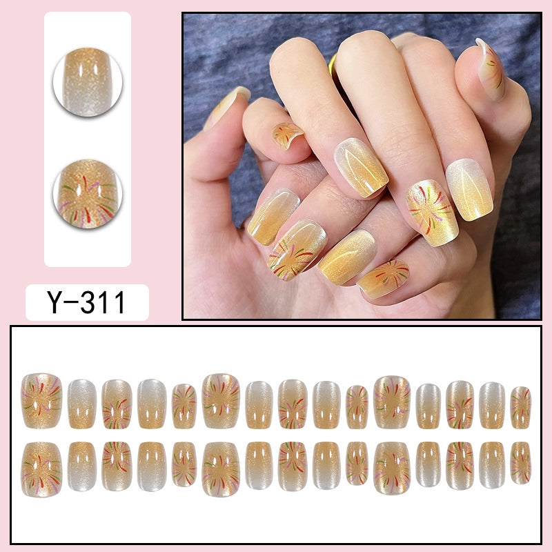 Sweet Color Block Heart Shape ABS Press-on Nails 1 Set