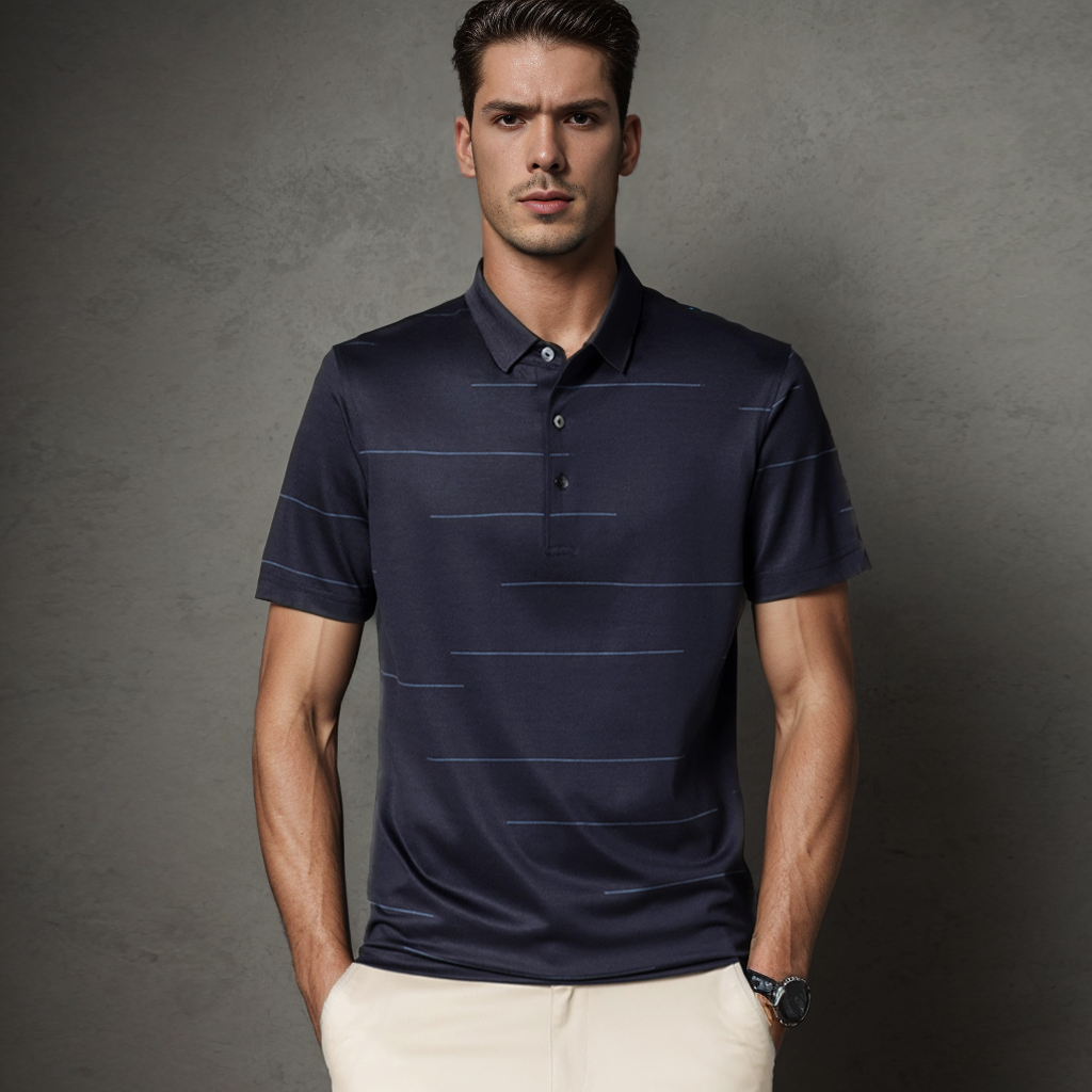 Business Basic Men's Silk Polo Shirts Pattern REAL SILK LIFE