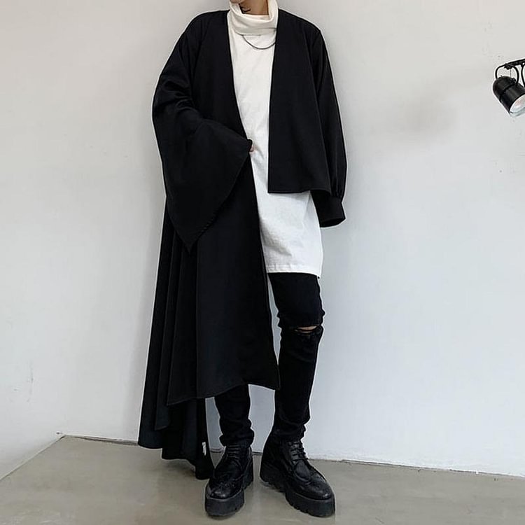 Usyaboys-Dark Asymmetric Jacket Long Sleeve Cardigan Black Cardigan-Usyaboys-Mne and Women's Street Fashion Shop-Christmas