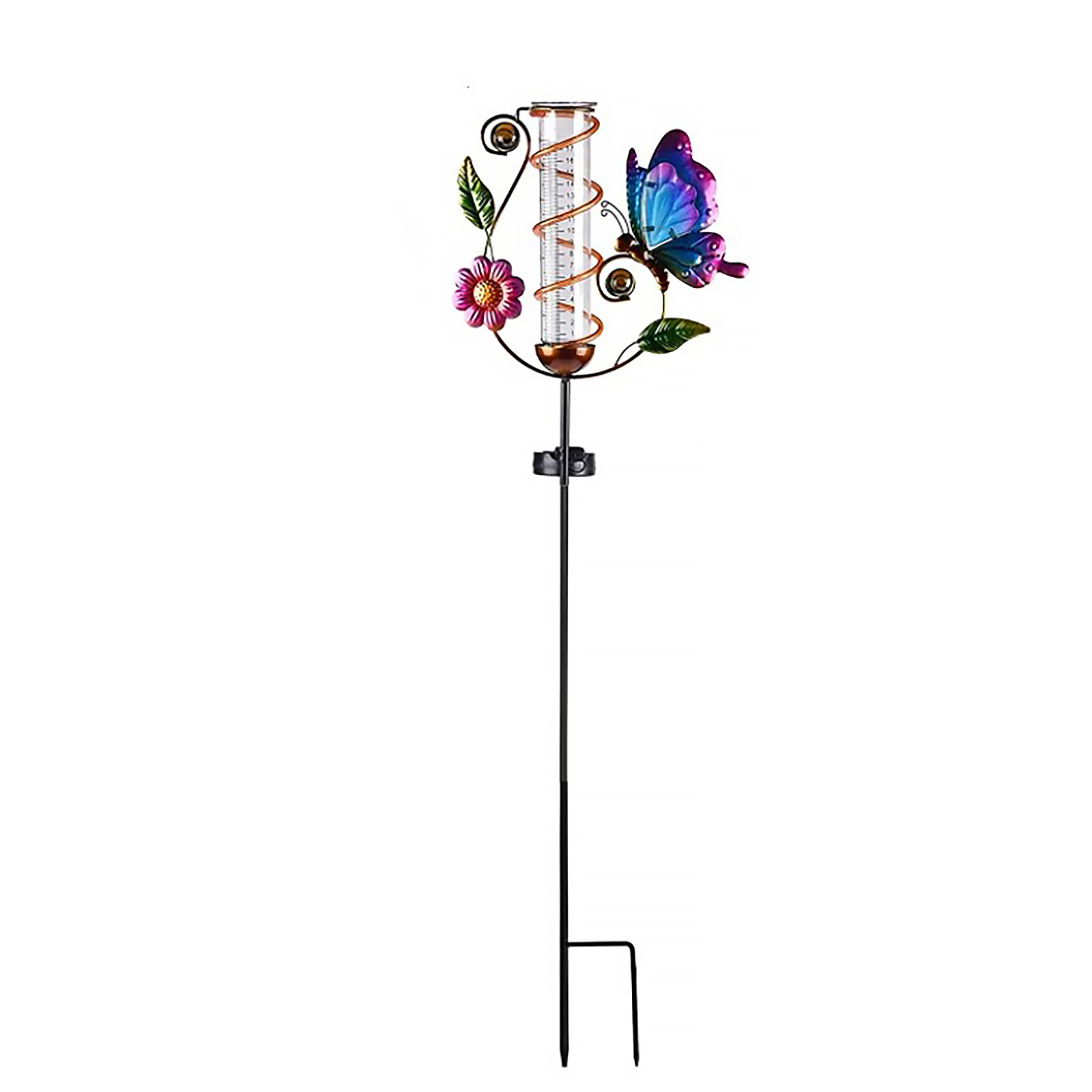 

Solar Rain Gauge - Butterfly and Flower Design Garden Stake Decor with LED, 501 Original