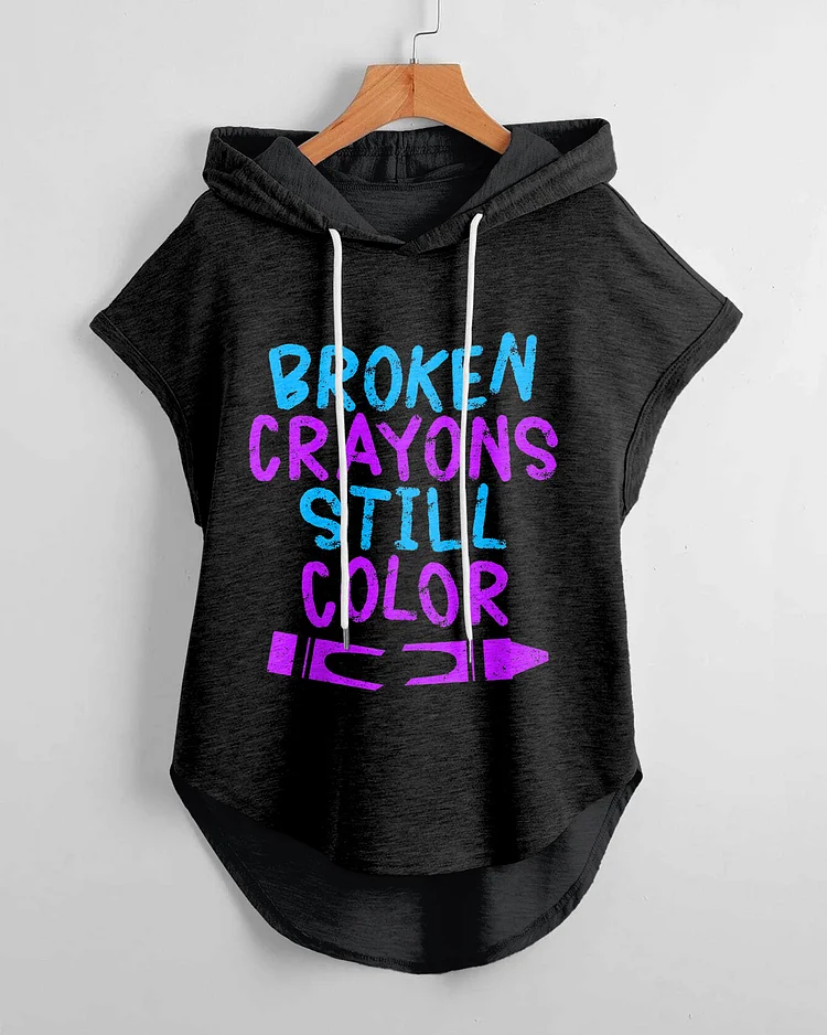 Broken Crayons Still Color Suicide Prevention Drawstring Hooded Tee