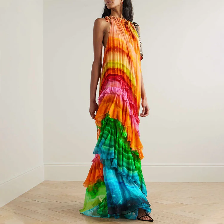 Ombre Print Halter Dress