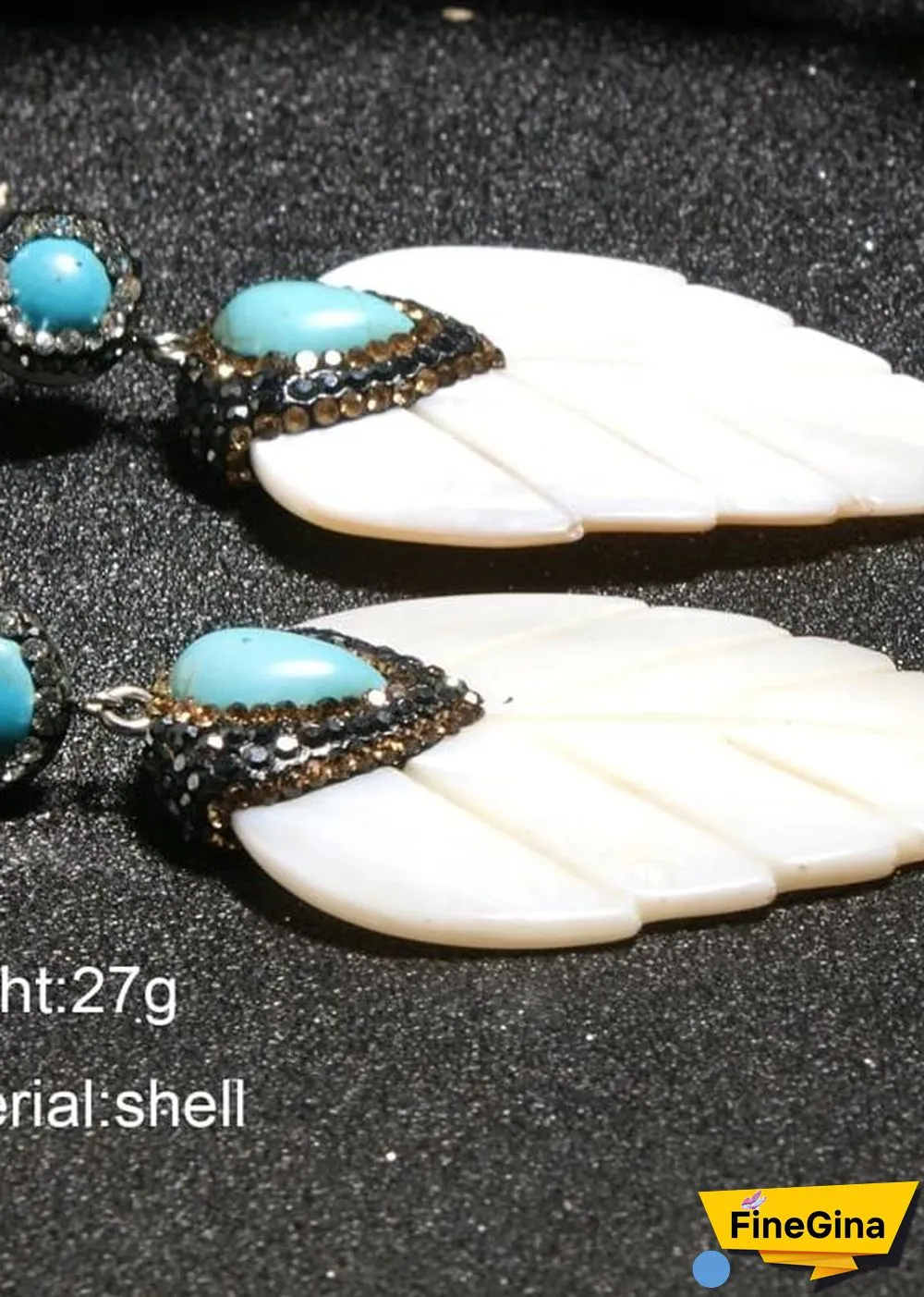 Boho Earrings, Dangle Earrings, Leaf White Shell