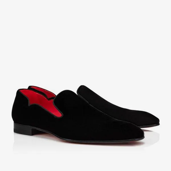 Gentleman's Cut Out Slip-On Prom Party Wedding Red Bottom Shoes in Patent Leather V-shaped Notches-vocosishoes