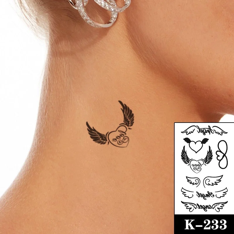 Waterproof Temporary Tattoo Sticker Black Wolf Arrow Rose Butterfly Flash Tattoos Totem Line Body Art Hand Fake Tatoos Women Men