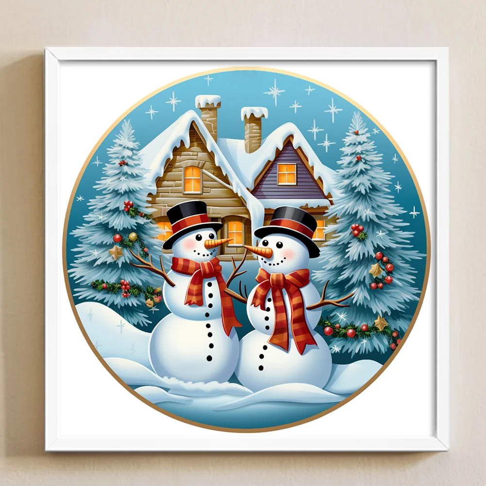 DIY Stamped Cross Stitch 11CT Full Embroidery 40*40cm - Christmas Snowman