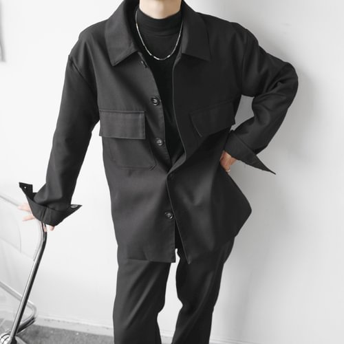 -Men's Korean Style Niche Jacket Pockets Decorative Temperament Commuter Design Trendy W3002 P90-Usyaboys-Mne and Women's Street Fashion Shop-Christmas