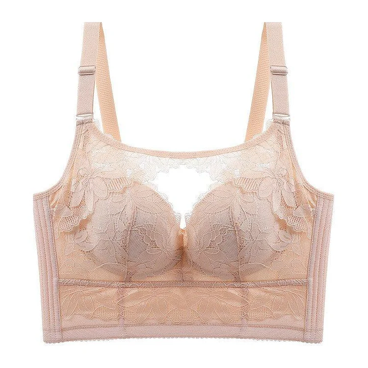 Front Hooks,Stretch-Lace, Super-Lift,and Posture Correction Bra,Women Full  Cup LaceThin Underwear,All in One Bra