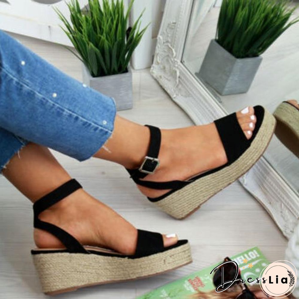Women's Sommer Wedge Platform Sandals Beach Strap Sandal Casual Peep Toe Sandals